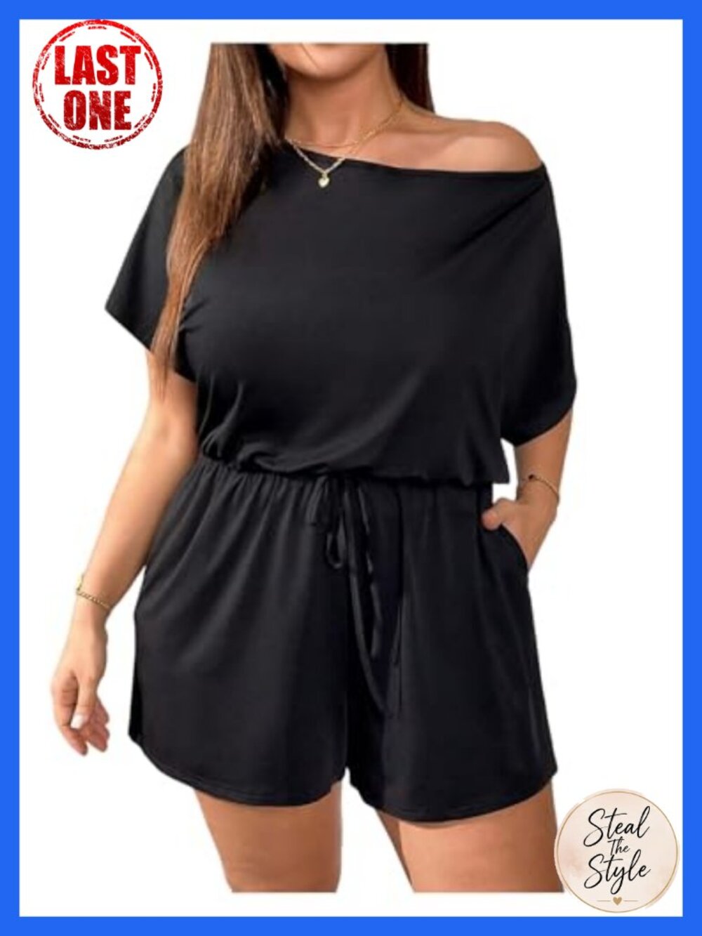 Off The Shoulder Short Jumpsuit Plus Size Romper Tie Waist Summer Vacation